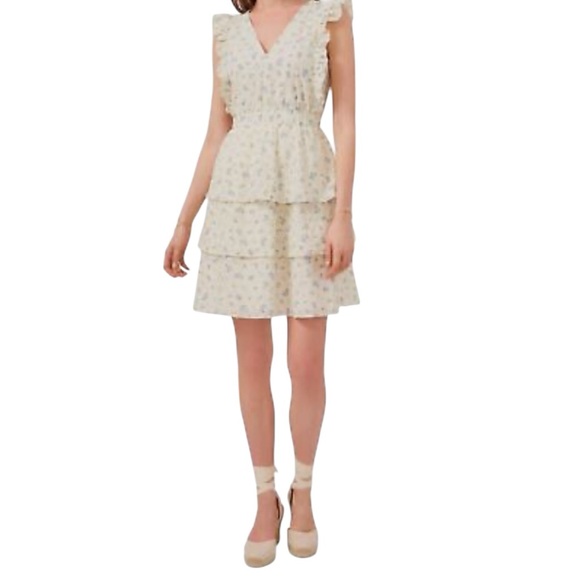 1. State Dresses & Skirts - 🌺1.STATE Elegant Cream Tiered Ruffle Dress Size Medium -- Small Flaw shown🌺